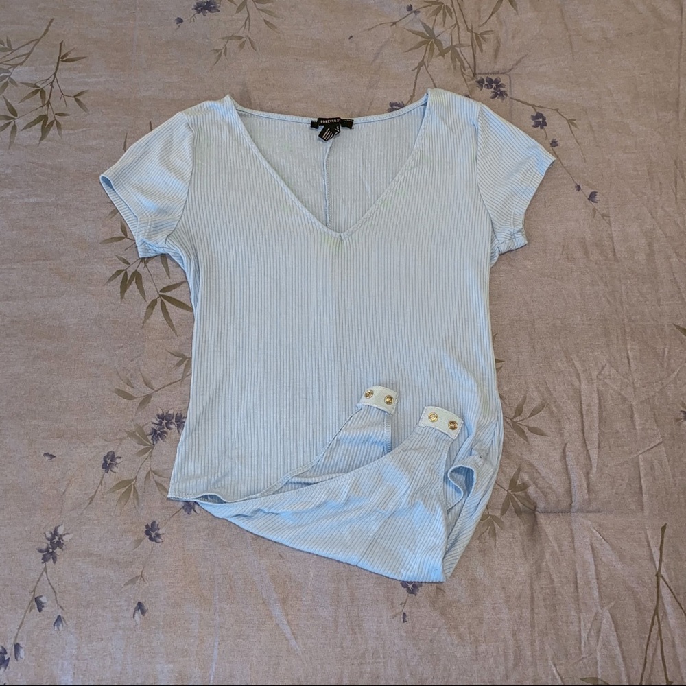 Light blue v-neck bodysuit